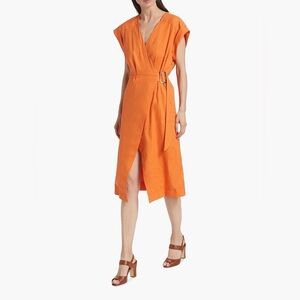 Veronica Beard Octavia Stretch Linen Wrap Dress